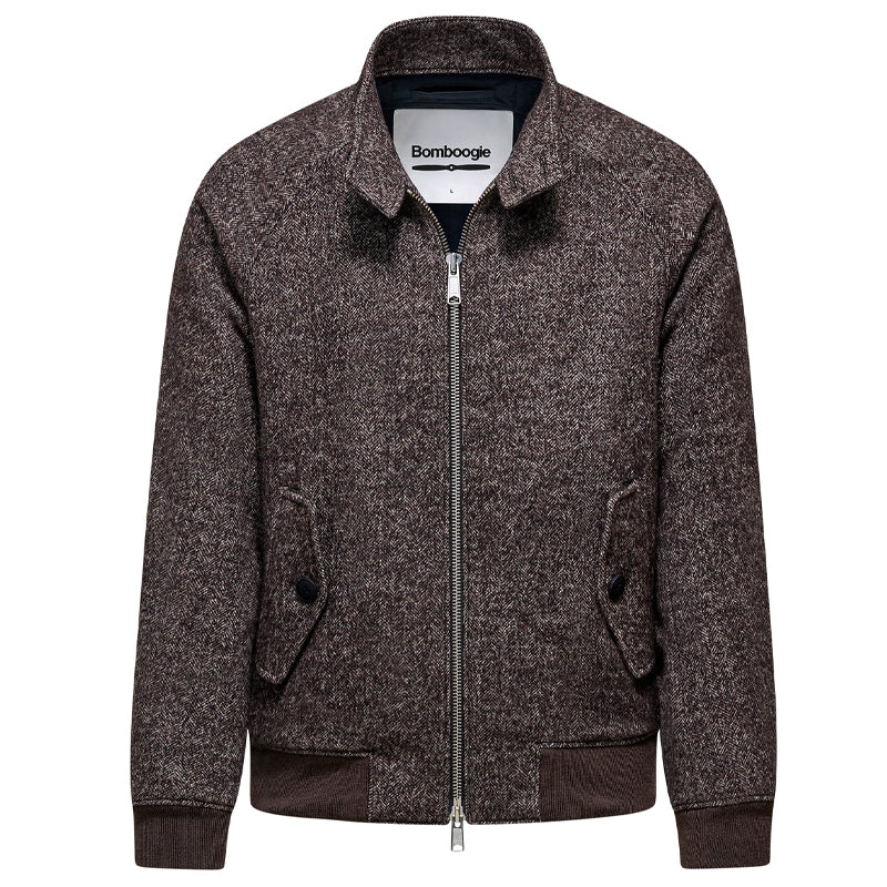 Giacca uomo bomber lana spigato