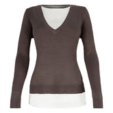 Maglione donna V + canotta raso