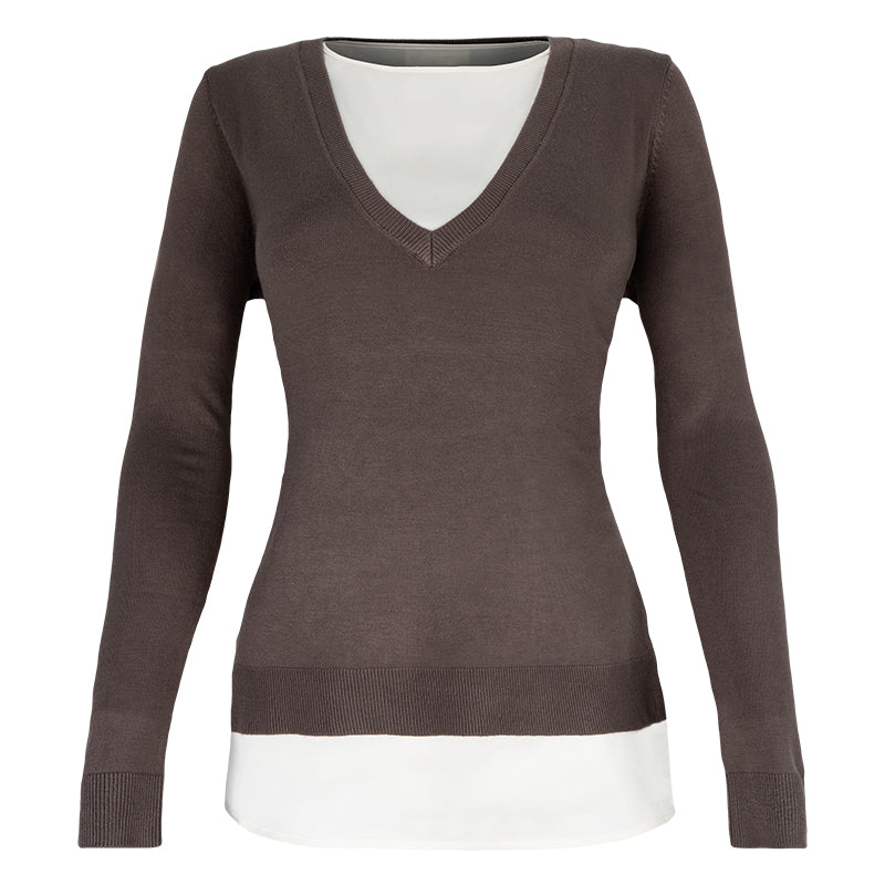 Maglione donna V + canotta raso