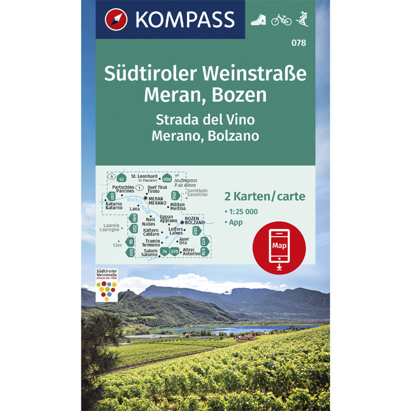 Cartina escursionistica Strada del Vino - Merano, Bolzano 1:25000